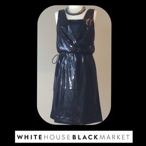 White House Black Market black sequin dress, sz 4